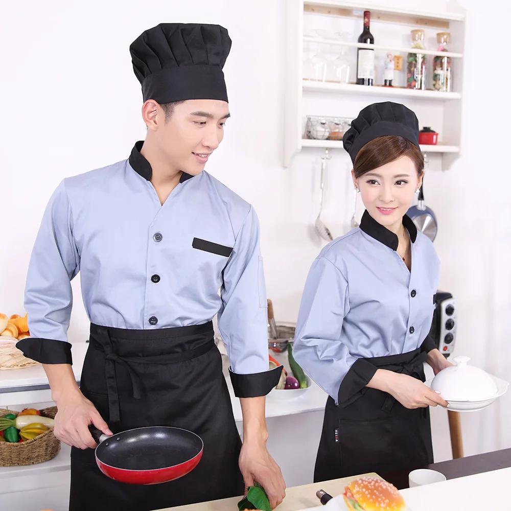 Thiết Kế mới Nhà Hàng Thức Ăn Nhanh V Cổ Áo Đầu Bếp Unisex Dài Tay Áo Đầu Bếp 8 Màu Sắc Khách Sạn Nấu Ăn Quần Áo Giá Rẻ nấu Đồng Phục