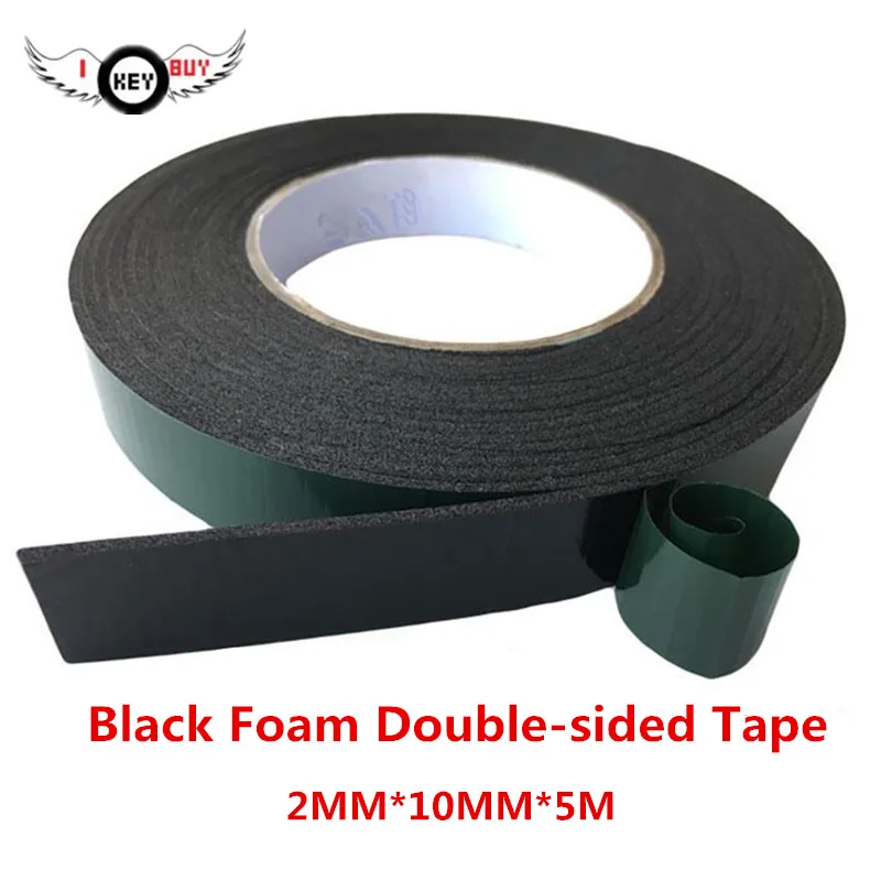 

2pcs 5 meters *10mm Width Thick Black Foam Double-sided Tape Green Film PE Sponge Car Nameplate Advertising Repair Wholesale