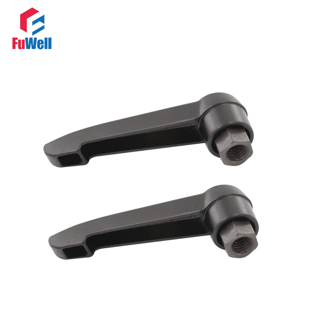 2pcs M5/M6/M8/M10/M12 Female Thread Adjustable Handle Knob Metal Thread Black Adjustable Clamping Handles Lever