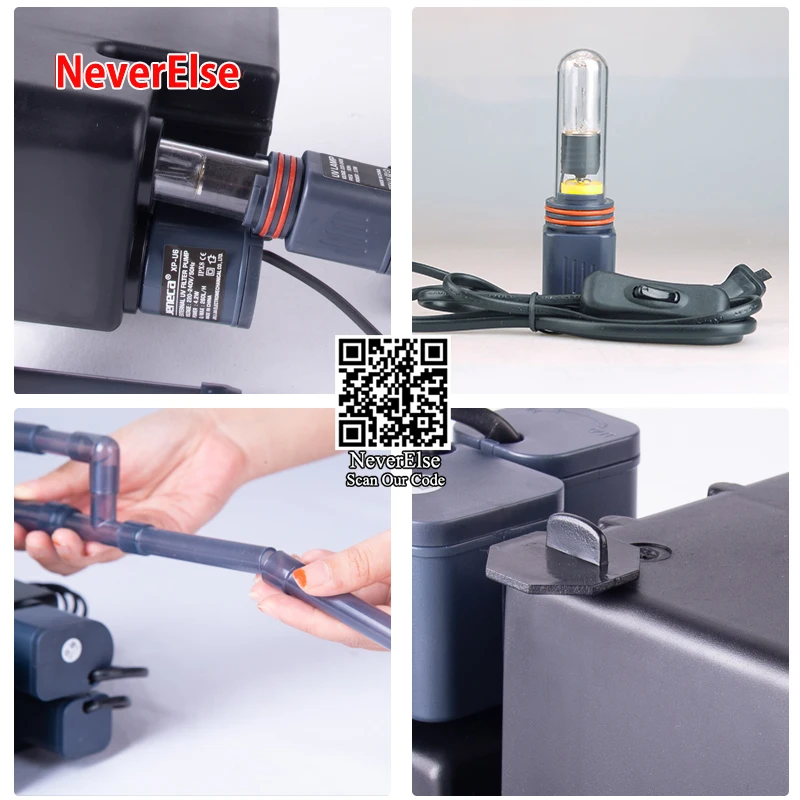 External Aquarium UV Filter Pump 4-in-1 Water Circulation Filter/UV Sterilizer/Oil Skimmer/Increase Oxygen for Fish Tank Hanging