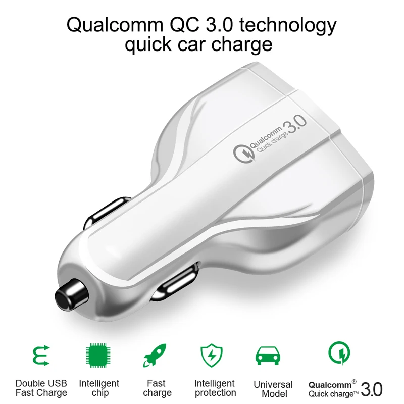 Cargador de coche QC 3,0, doble USB tipo C, carga rápida 3,0 para Samsung S9, Huawei, XIAOMI, ranura para encendedor de coche