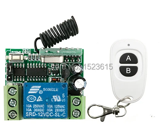 

DC12V 1CH RF Wireless Mini Switch Relay Receiver Remote Controllers & White AB keys Waterproof Transmitter Toggle Momentary