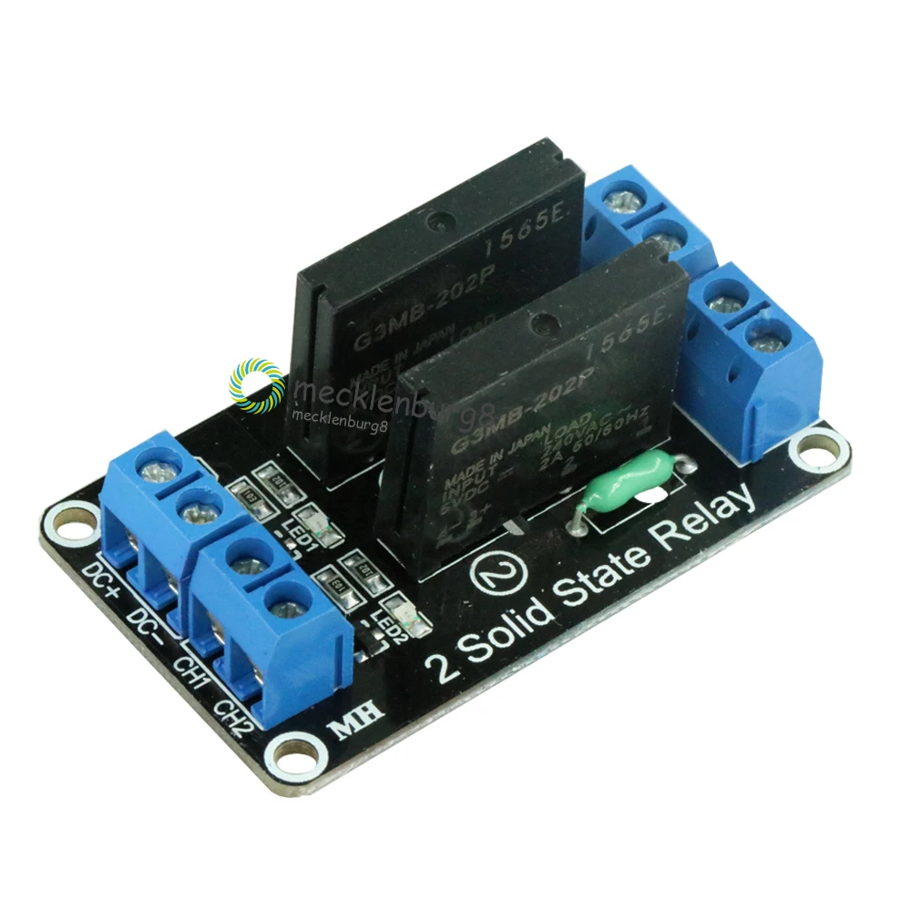 Dual Channel G3MB-202P V 5V DC 2 Channels CCP Relais Solid State Relay Board Module High Pin Fuse for Arduino with Resistive Fus