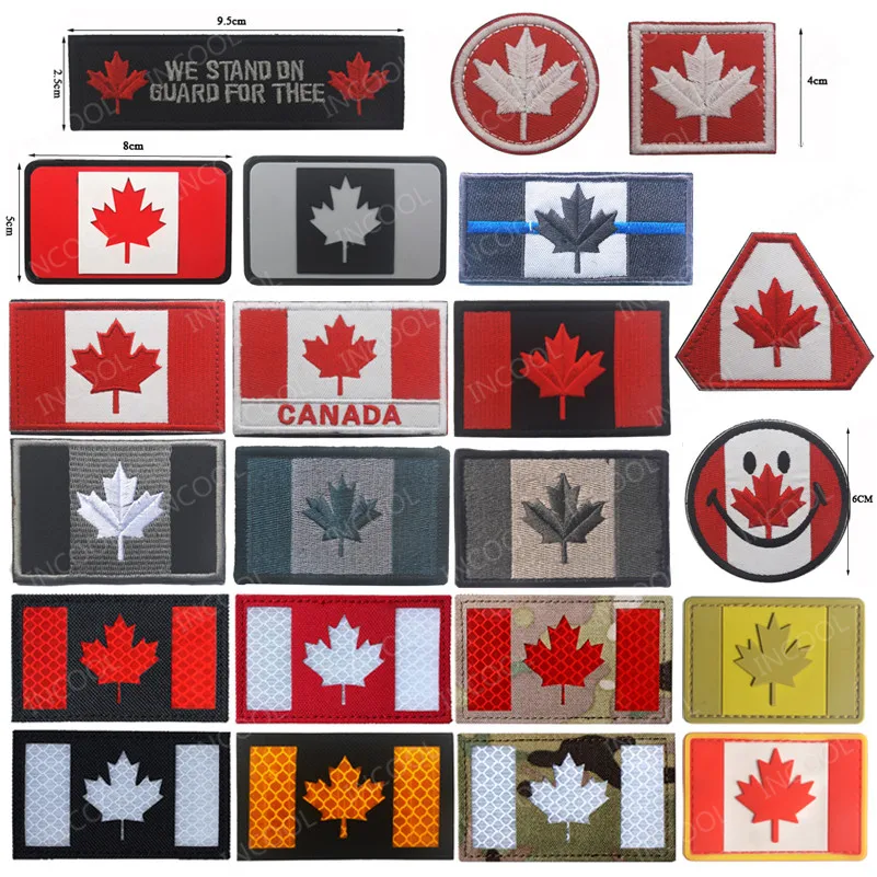 Canada Embroidery Patch Canadian Maple Leaf Flag Patches Appliques Rubber Embroidered Patch For Clothing Backpack