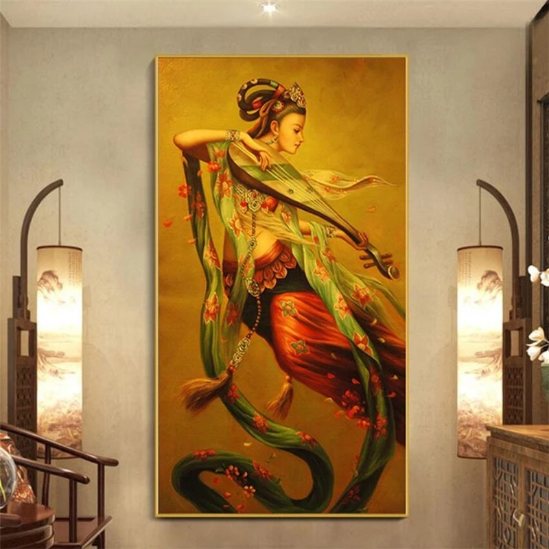 beibehang Custom wallpaper 3d Dunhuang Feitianyu fairy oil painting living room porch aisle decorative painting 3d wallpapers