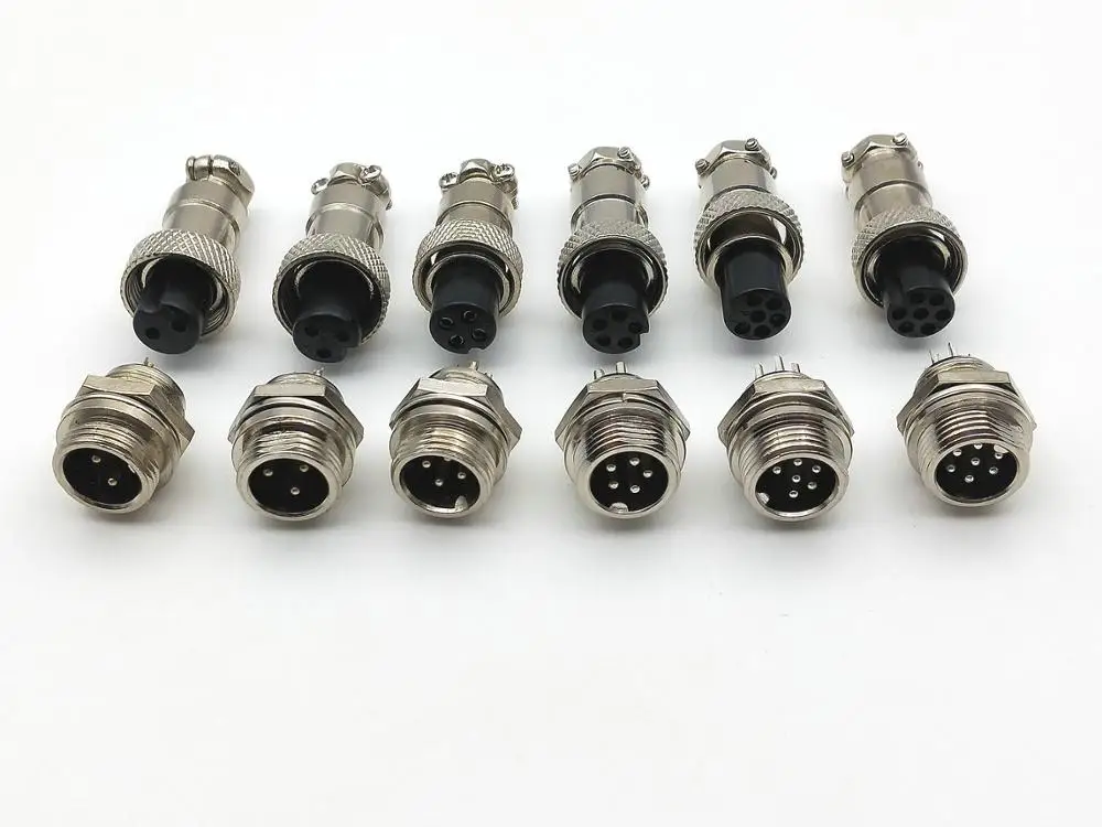 10set GX12 12mm 2pin 3pin 4Pin 5pin 6pin 7pin 12mm Audio Connector Chassis Mount