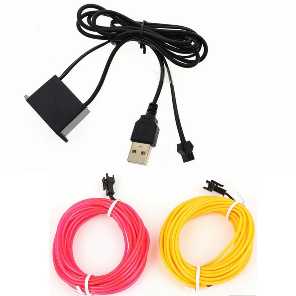 5V USB Neon Light Glow El String Flexible Wire Rope Tube Waterproof LED 1m/2m/3m/5m for Decorations in party Car Garments