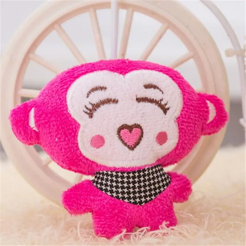 1 pçs macaco brinquedos de pelúcia amor humano mini boneca dos desenhos animados pingente bonito macacos corrente do telefone móvel pendurado ornamentos para meninas 9cm