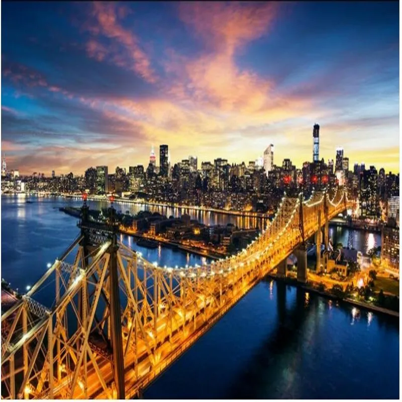 

wellyu Custom large - scale murals of the United States New York City Bridge architectural photography non - woven wallpaper