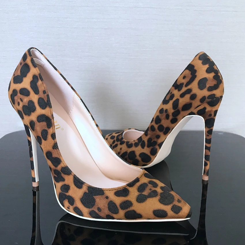 8 10 12CM Women Leopard Pumps Pointed Toe Shoe Woman Faux Suede High Heels Ladies High Heel Pump Shoes Lady Party High Heels