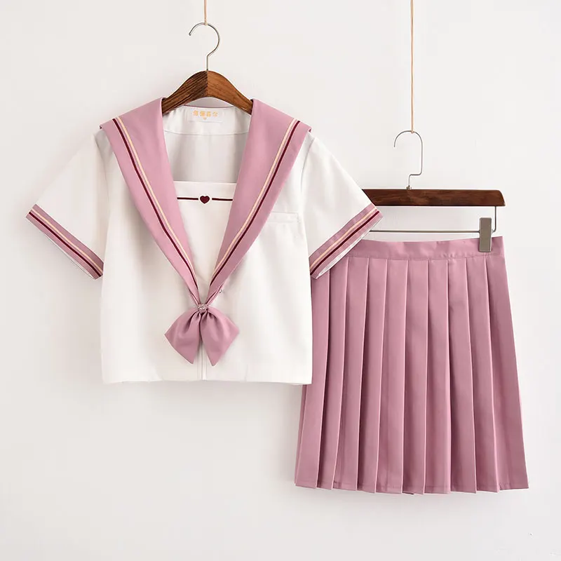 Japanese high-end sailor suit soft sister middle school pleated skirt college wind class suit unqualified girl pink jk uniforms