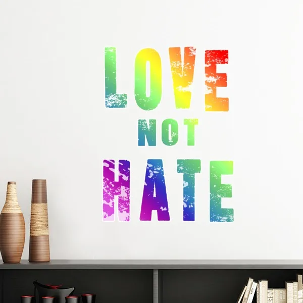 LGBT Rainbow Gay Lesbian Transgender Bisexuals Support Love Not Hate Flag Illustration Wall Sticker Art Wallpaper for Room Decal