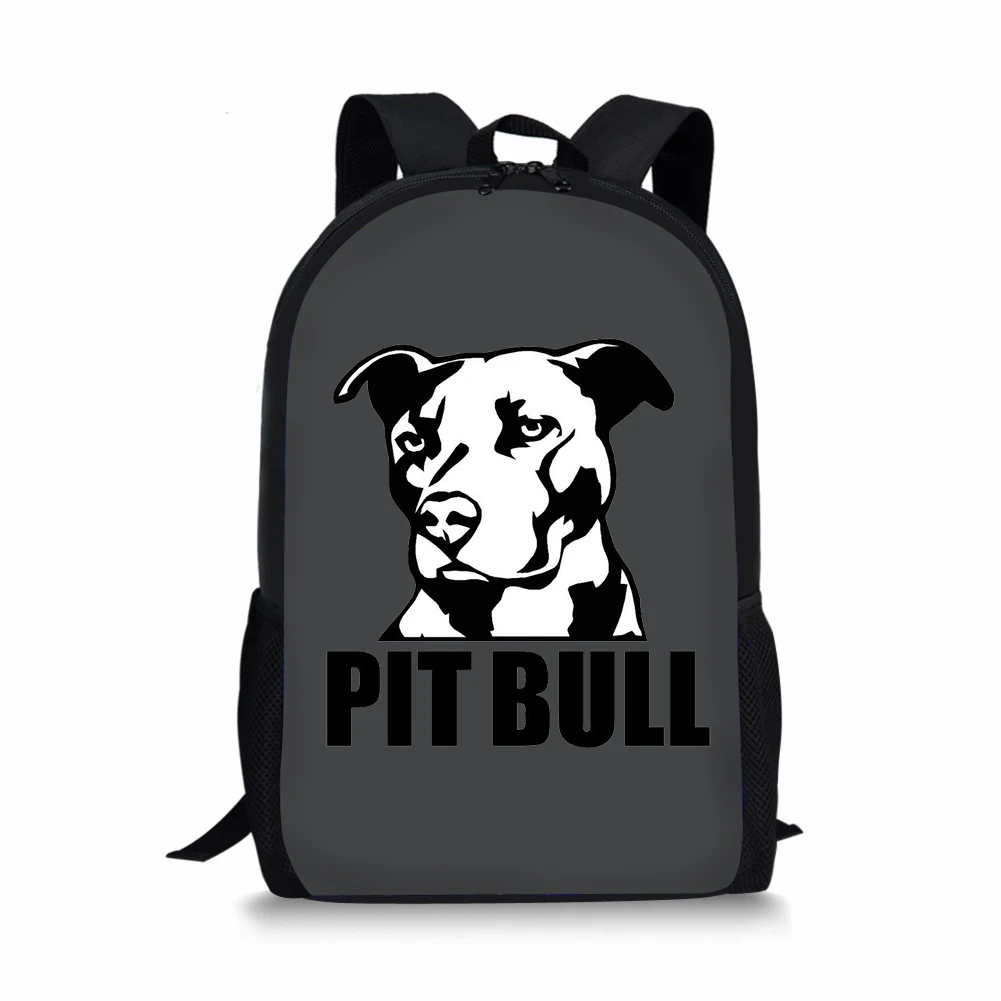 

ELVISWORDS Pit Bull Print School Bags For Girls Boys Travel Schoolbag Men Laptop Backpack Women Large Capacity Rucksack Mochilas