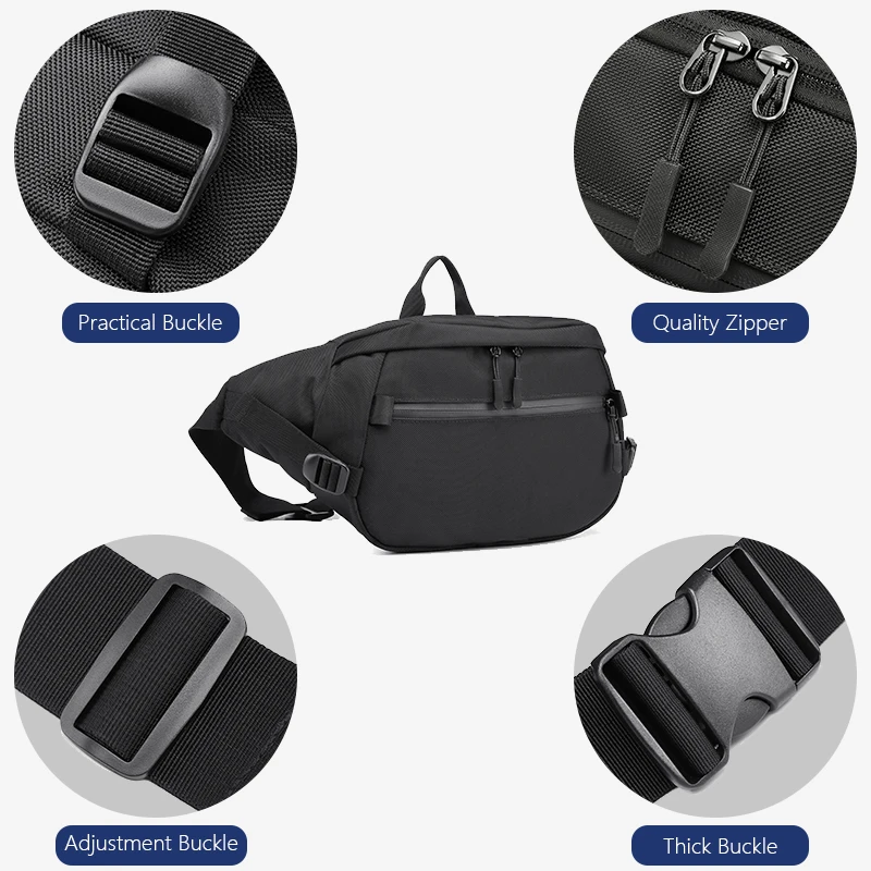 OZUKO Male Casual Waist Packs Waterproof Fanny Pack Men Shoulder Belt Bag Phone Pouch Bags for Teenage Travel Waist Chest Bag