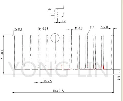 2PCS Industrial heatsink 116*45-116MM/Aluminum/ Casing fin/high power electric heat is special