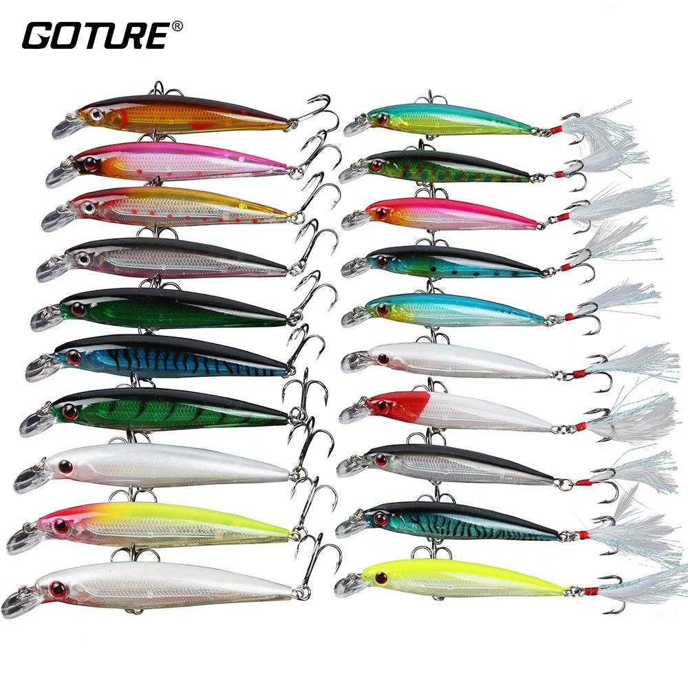 

Goture 20pcs Minnow Wobblers Set 7g 13.5g Fishing Lure Artificial Bait Fake Lures Freshwater Saltwater Pike Bass Fishing Wobbler