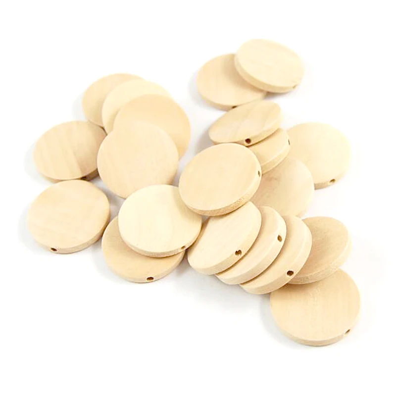 Straight hole Nature Wood Chip Charms Unfinished Geometric Round Wooden Beads For Earrings Jewelry Making DIY Decorative Pendant