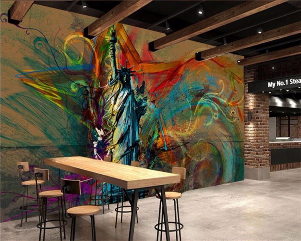 beibehang Custom Adjust the wallpaper 3d murals background wall Statue of Liberty House Restaurant decor covering Wall Painting