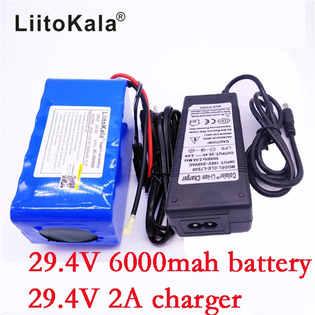 

HK LiitoKala 7S3P 24V 6Ah Battery pack 18650 li-ion battery 29.4v 6000mah electric bicycle moped /electric +2A charger