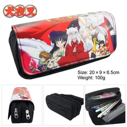 Inuyasha Anime Cosmetics Bags PU Zipper School Pencil Case Storage Pen Bag Large  Stationery Gift New