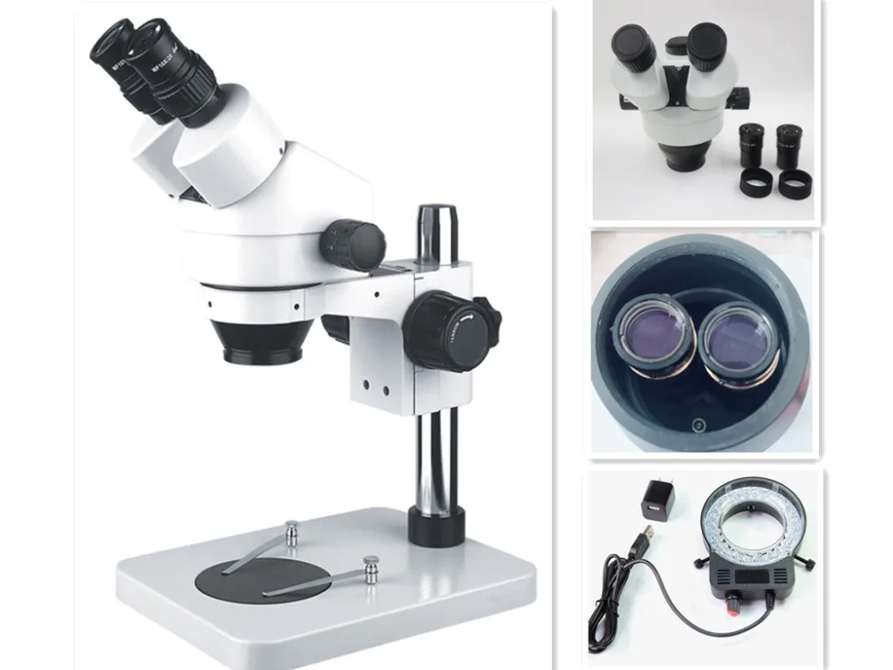 SZM7045-B1 Binocular ZOOM 7X-45X Stereo Microscope with LED Ring Light for Medical Research