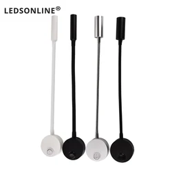 morden white silver black wall light bedroom reading lamp 360 degree flexible Gooseneck corridor wall lamp wall sconce 3W EUplug