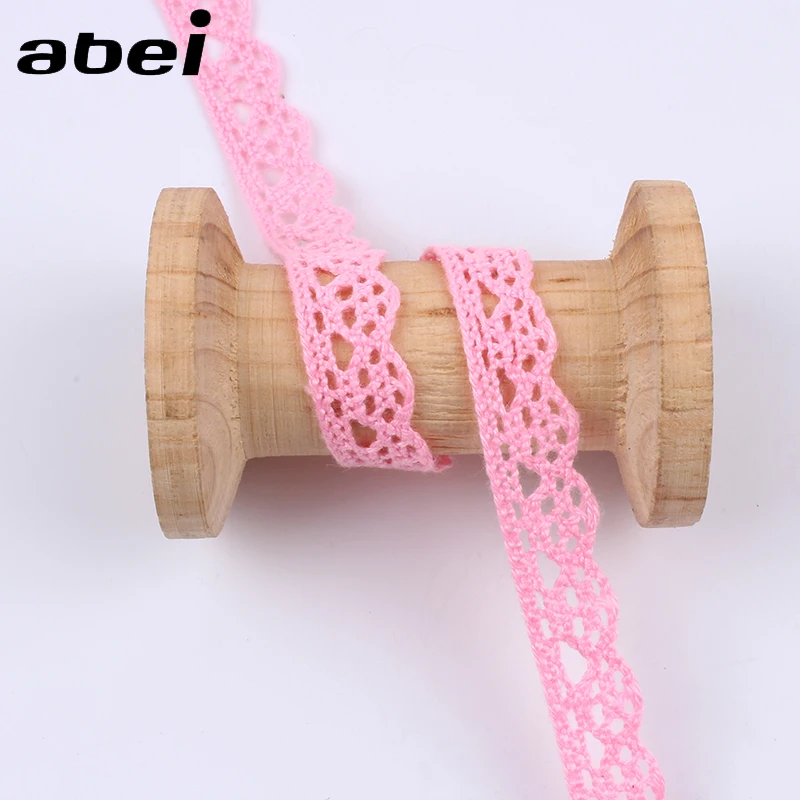 10yards/lot Pink Cotton Lace Trims Diy Material Apparel sewing Accessories Cotton Fabric Ribbon Handmade Patckwork Craft Decors