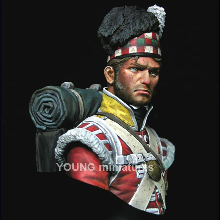 1/10 و 92nd غوردون هايلاندرز واترلو 1815 مجموعة الراتنج تمثال نصفي الشكل GK المواضيع التاريخية غير المغلفة لا لون