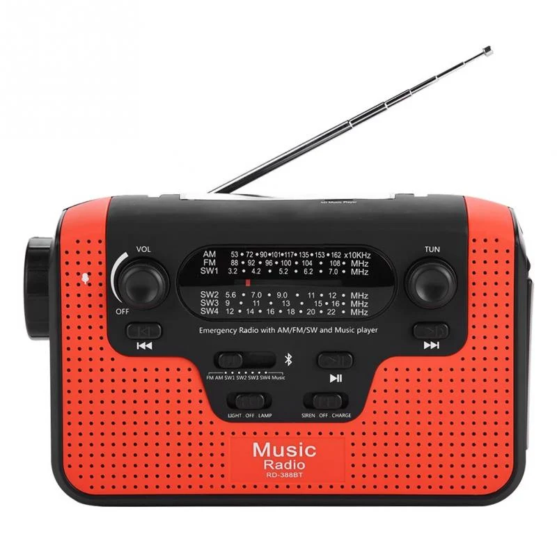 Emergency Power Flashlight Hand Crank Dynamo Outdoor Solar MuiltiFunction AM/FM Radio Mobile With Phone Bank Torch For Camping