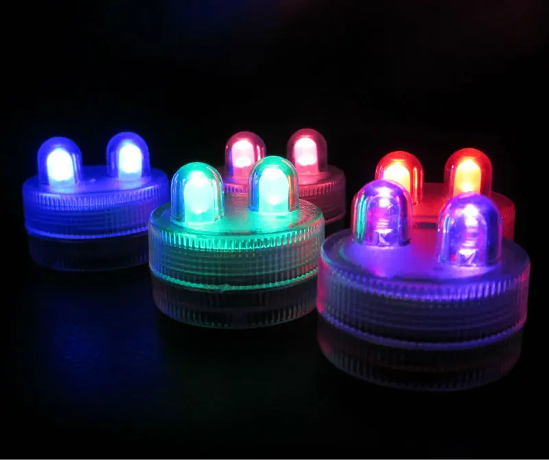 

100pcs/Lot Battery Operated Super Bright 2LED Submersible LED Floralyte,Waterproof LED Candle Tea Light For Wedding Party Decor