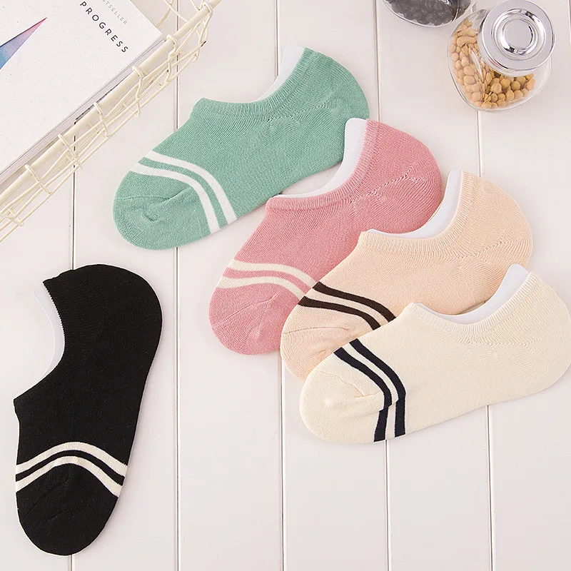 comfortable cotton girl women\'s socks ankle low female invisible color girl boy hosiery ladies boat sock slipper 1pair=2pcs WS97