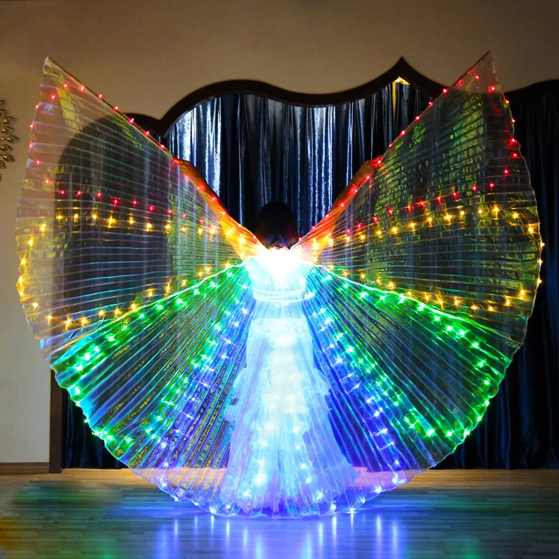 

2018 New Performance Prop Women Dance Accessories Girls DJ LED Wings Light Up Wing Costume LED Butterfly Wings Fan-shaped