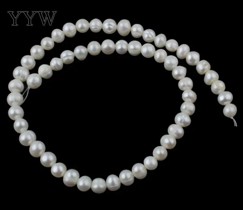 YYW High Quality 7-8mm 100% Natural Freshwater Pearl Beads white Pearl Round Loose Beads DIY Necklace Bracelat Jewelry Making