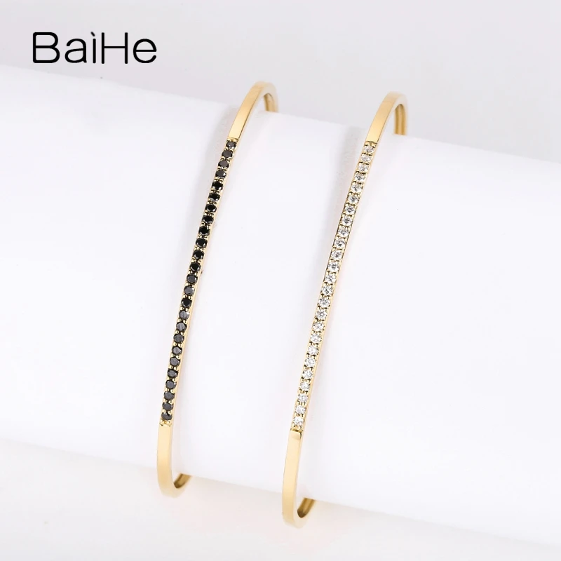 BAIHE Solid 18K Yellow Gold H/SI Natural Diamond Bracelet Women Men Party Fine Jewelry Pulseira diamante bratara cu diamante