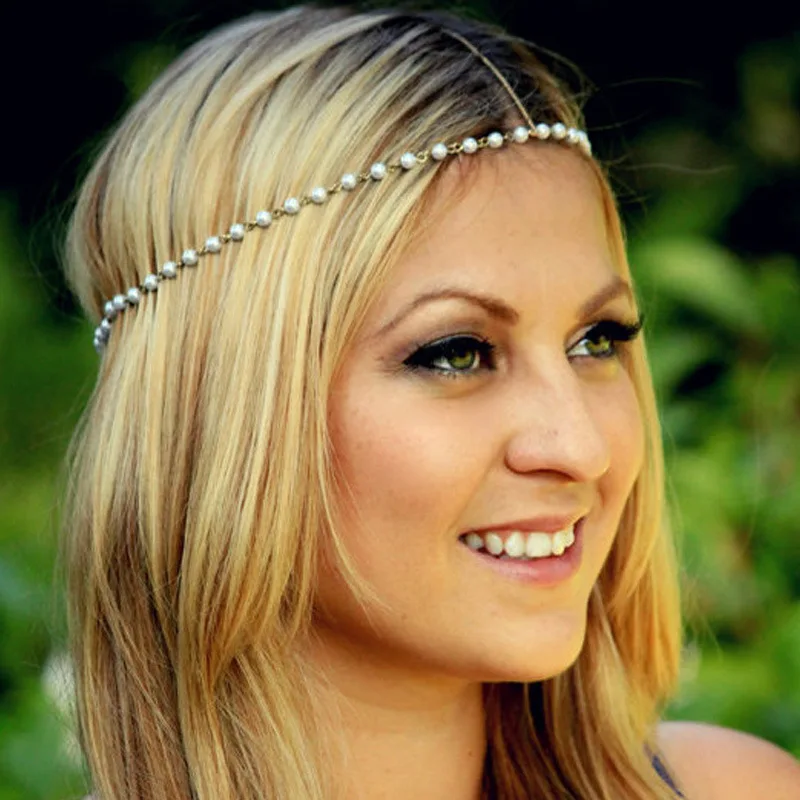 1pcs Vintage Faux Crystal Pearl Tiara Drop Bridal Headband Wedding Hair Accessories