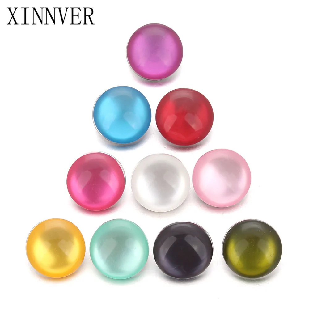 10pcs/lot Random Mixed Color Alloy Opal 18mm Snaps Buttons Fit Xinnver Snap Bracelets DIY Fashion Snap Jewelry Findings