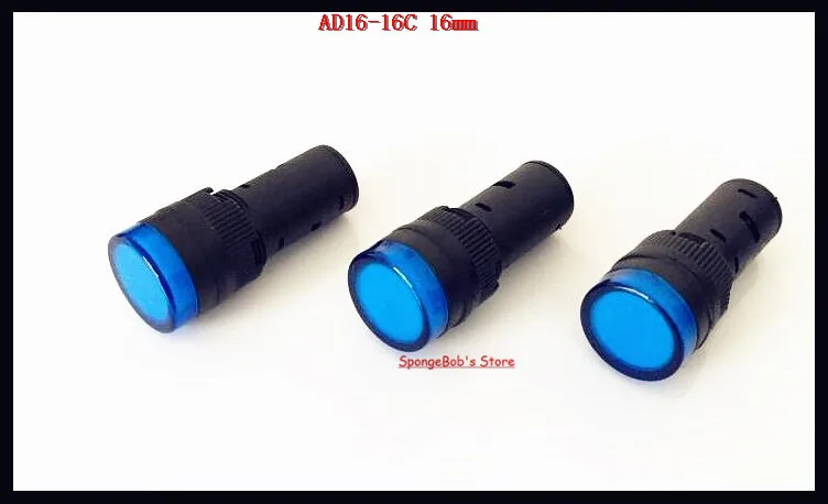 20 Pcs/Lot AC/DC 12V,24V,110V, AC220V Blue AD16-16C 16mm Mount Size LED Power Indicator Signal Light Pilot Lamp