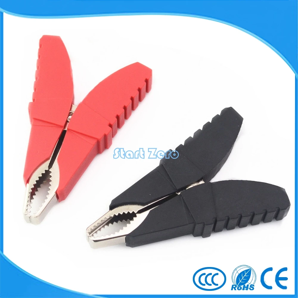 2Pcs Insulation Alligator Clip for Car battery clip Power Test Cables Battery Length 66 mm