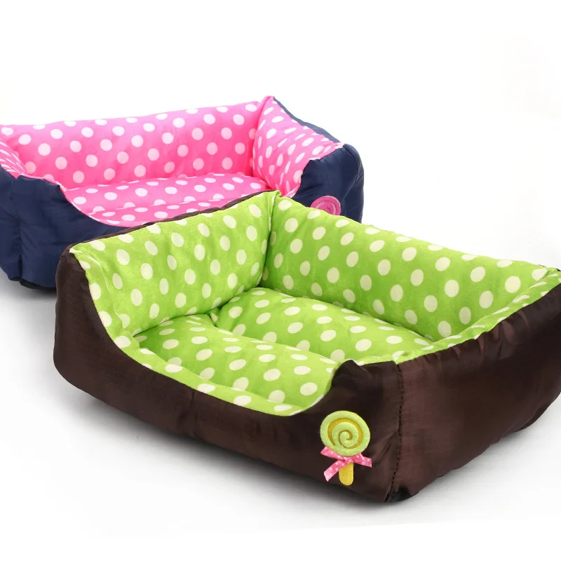 

S M L 3 Colors Candy Printed Pet Sofa Dog Beds Oxford Cloth Plush House DAINCHOUL