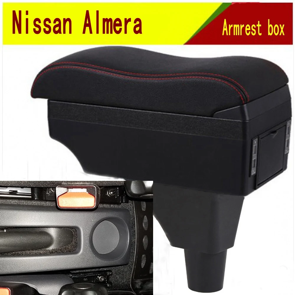 

For Car Nissan Almera Armrest Box Central Content Interior Arm Elbow Rest Storage Case Car-styling with USB Cup Holder