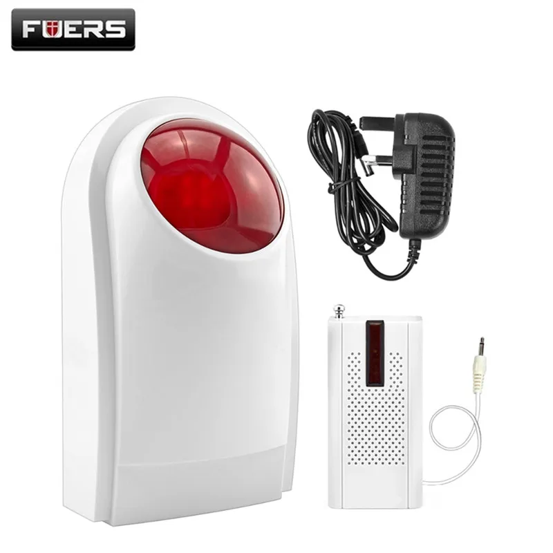 FUERS Wireless J008 Indoor Flash Siren 433Mhz Built-In Backup Battery with F8 Transmitter Work For Home Security Alarm System