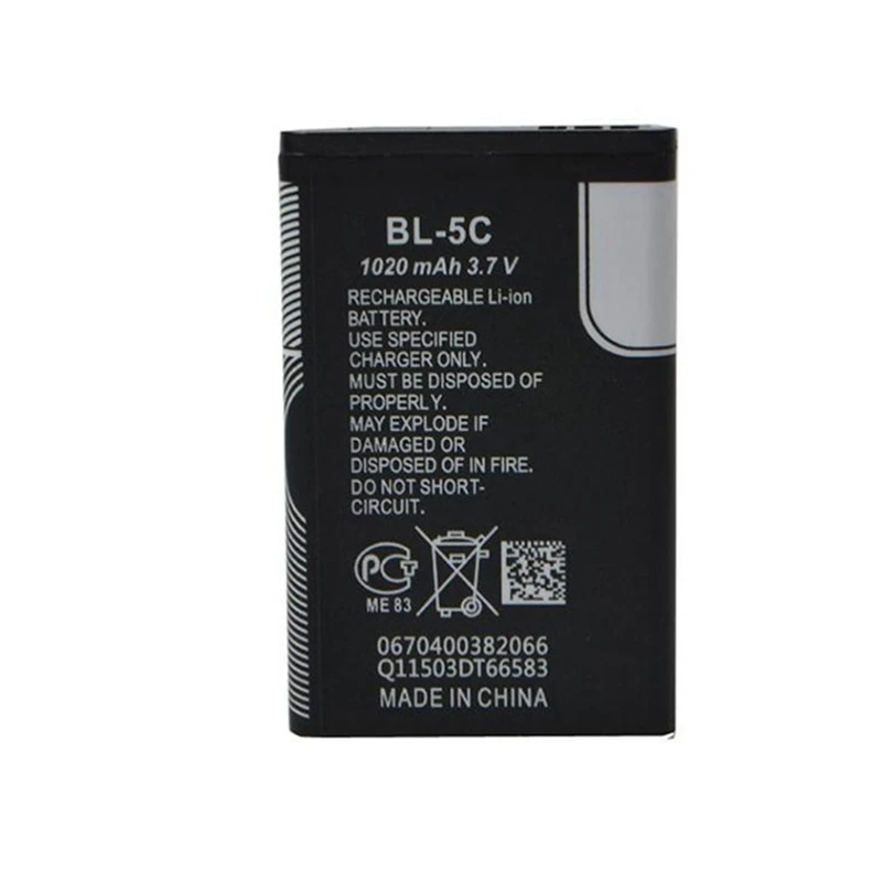 GTF 3.7V BL-5C 1020mAh Phone Battery for Nokia battery small speaker with card radio battery Li-ion Cell Batteries for 1110 1200