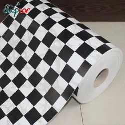 Mosaic Vinyl Self Adhesive Wallpaper Roll Toilets Bathroom Tile Black White Decals Kitchen Waterproof Oil Proof PVC Wall Sticker