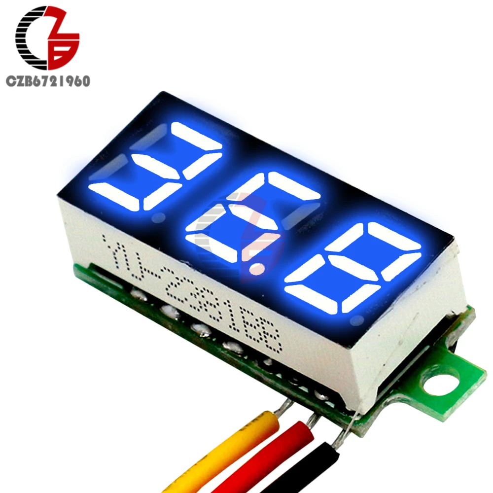 DC 0V-100V 0.28 Inch LED Digital Voltmeter Voltage Meter Volt Detector Monitor Tester Panel Car 12V 24V Red Green Blue Yellow