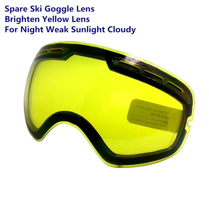 Benice Brand Ski Goggles Night Brightening Lens Weak Light Cloudy Weather Brighten Yellow Spare Lens Night Snowboarding Lens