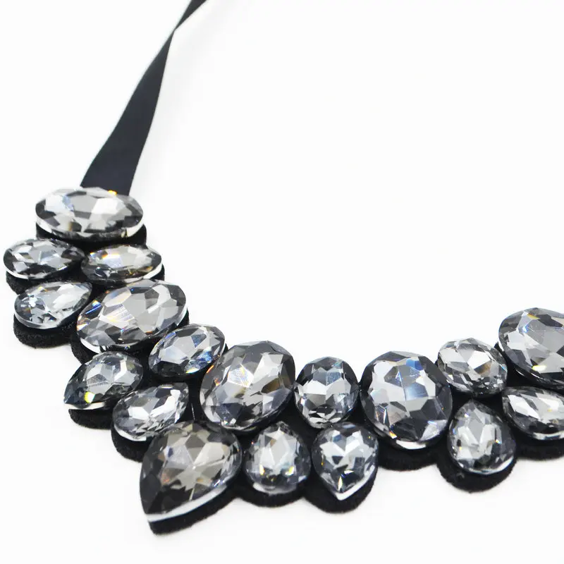 new crystal collar trendy necklaces & Pendants chains wedding accessories multi color glass choker long necklace women collares