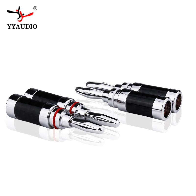 YYAUDIO Hifi Banana Connector 4mm Speaker Banana plugs Copper Rhodium Plated Banana Jack For Audio Jack Speaker Plugs Black&Red