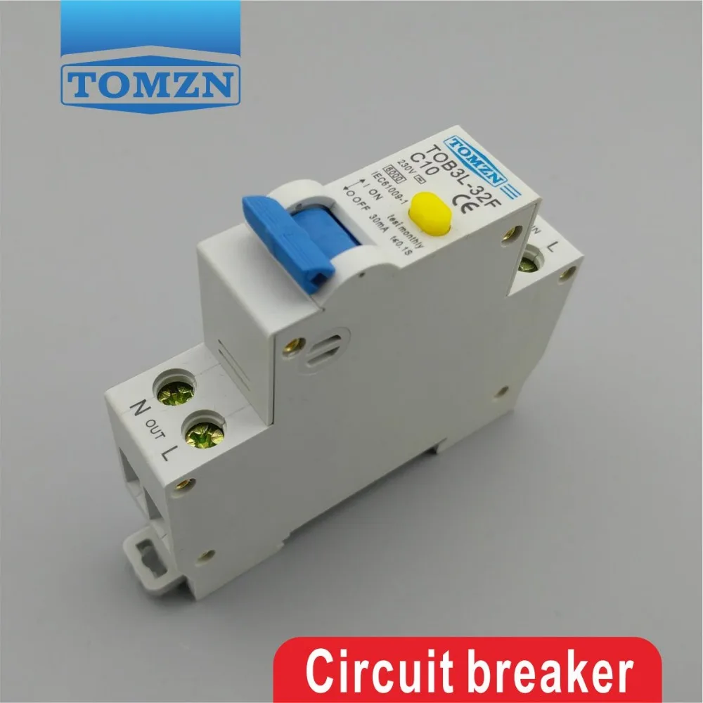 TOB3L-32F 18MM RCBO 10A 1P+N 6KA Residual current Circuit breaker with over current and Leakage protection