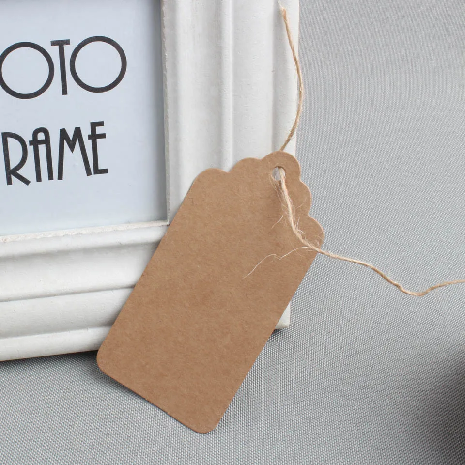 Großhandel 500 Stück 4,5 x 9 cm leere Preisschild Kraftpapier Geschenkanhänger mit Hanfschnüre DIY braunes Papier Kraftetikettenpapier TAGGING – Detail 4