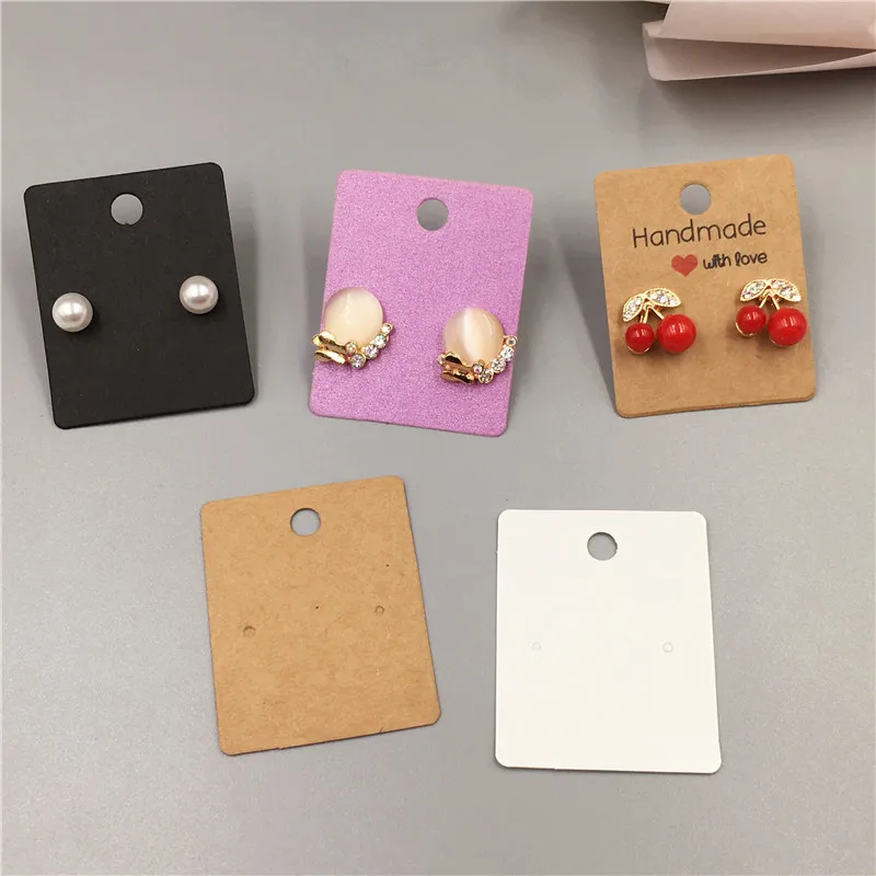 

New Style 100pcs/lot 50*40mm Cute Ear Stud Earring Jewelry Kraft Paper Display Card Multi-Style Choose Ornament Paper Favor Tag